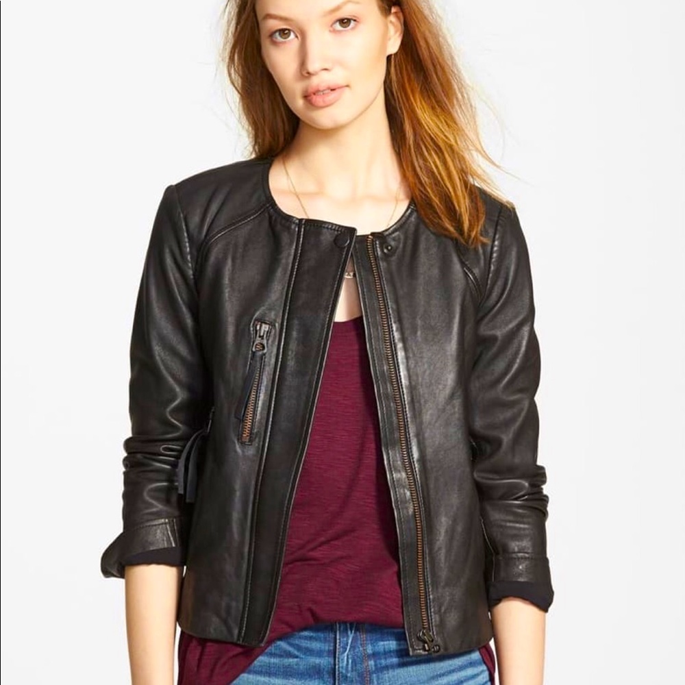Madewell ‘Metropolis’ Collarless Leather Jacket